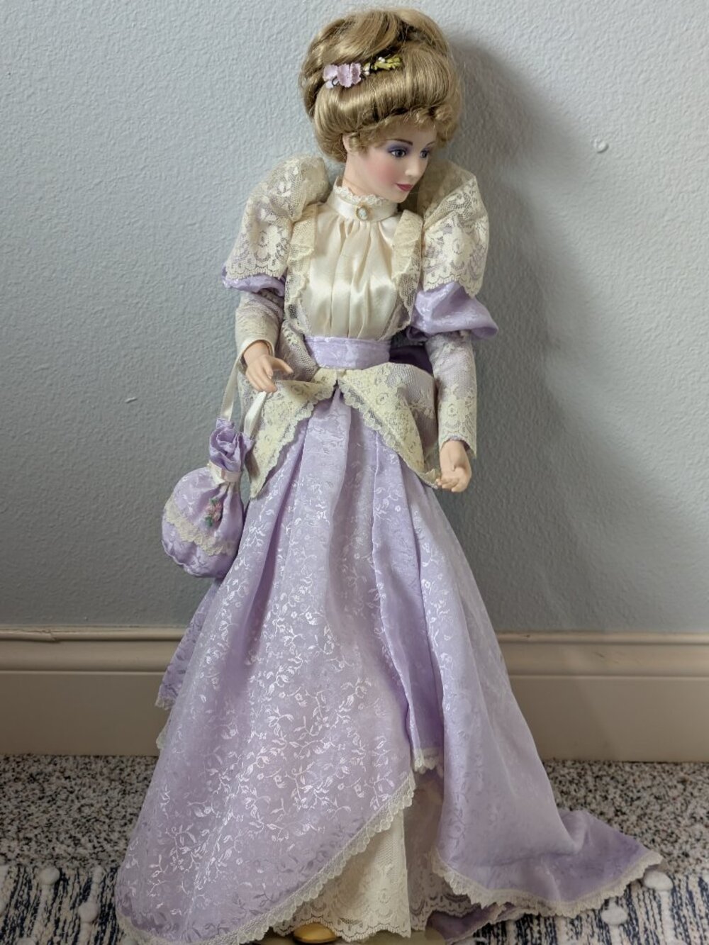 Franklin Mint Gibson Girl Promenade Mother Porcelain Doll 22" W/STAND